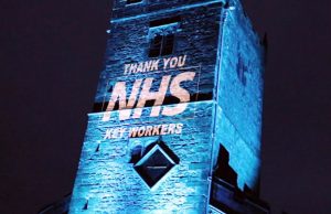 NHS and Key workers tribute to Kirkby Lonsdale lighting and projection from 1 media ltd event management in Cumbria and The Lakes